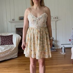 Minkpink Floral Bustier Slip Dress with Lace Overlay